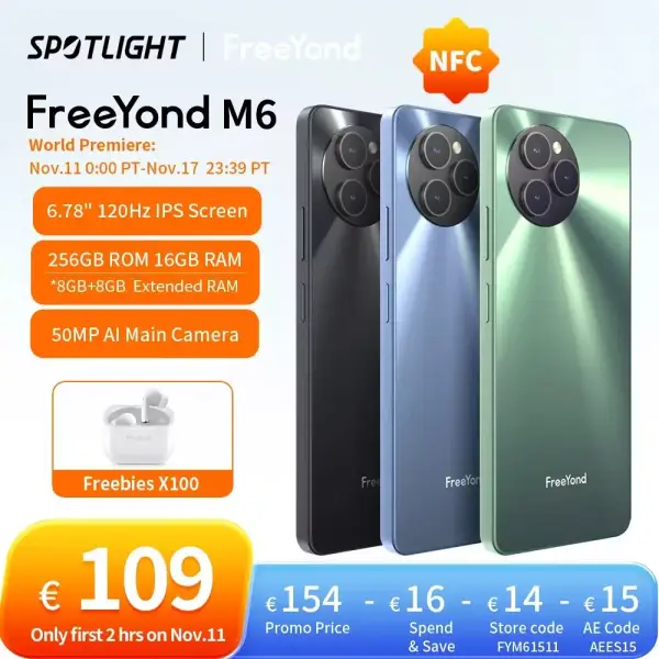 Freeyond-Smartphone M6 256GB/16GB de RAM NFC Freeyond-Smartphone M6 256GB/16GB de RAM NFC