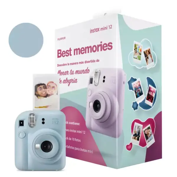 Pack Cámara Instax Mini 12 con película y 3 porta fotos incluidos Pack Cámara Instax Mini 12 con película y 3 porta fotos incluidos