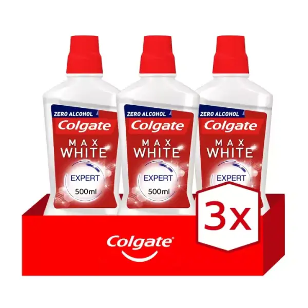 Pack de 3 enjuagues bucales Colgate Max White Expert Pack de 3 enjuagues bucales Colgate Max White Expert