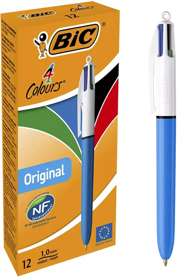 Pack 12 bolígrafos Bic 4 colores Pack 12 bolígrafos Bic 4 colores