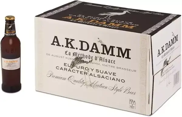 Caja de 24 Botellas de Cerveza Alsaciana A.K. Damm 33cl Caja de 24 Botellas de Cerveza Alsaciana A.K. Damm 33cl
