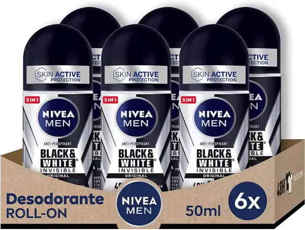 Pack de 6 desodorante NIVEA MEN Black & White Invisible Pack de 6 desodorante NIVEA MEN Black & White Invisible
