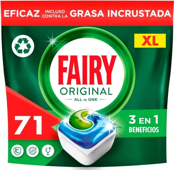 71 Cápsulas Lavavajillas Fairy Original Todo En Uno Limón 71 Cápsulas Lavavajillas Fairy Original Todo En Uno Limón
