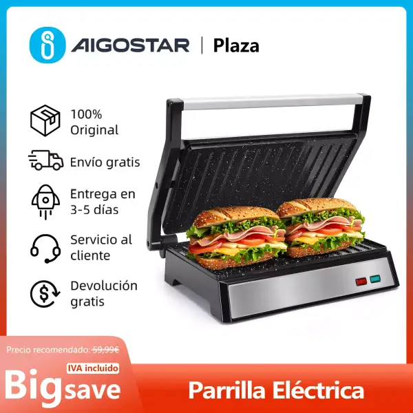 Parrilla eléctrica Aigostar 1500W Parrilla eléctrica Aigostar 1500W