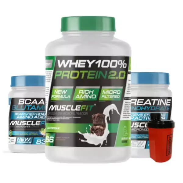 2Kg Proteína 100% Whey + 300gr Creatina Glutamina + BCAA + Shaker 2Kg Proteína 100% Whey + 300gr Creatina Glutamina + BCAA + Shaker