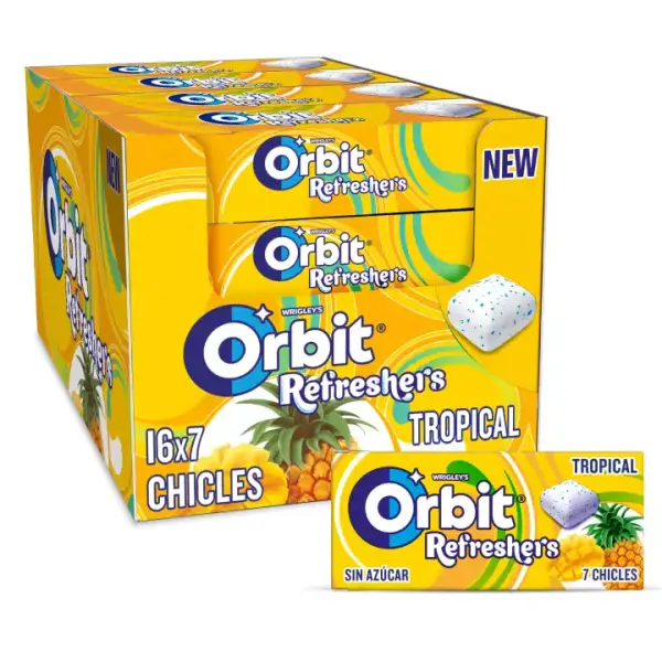 16x7uds Chicles Orbit Refreshers Sin Azúcar Tropical 16x7uds Chicles Orbit Refreshers Sin Azúcar Tropical