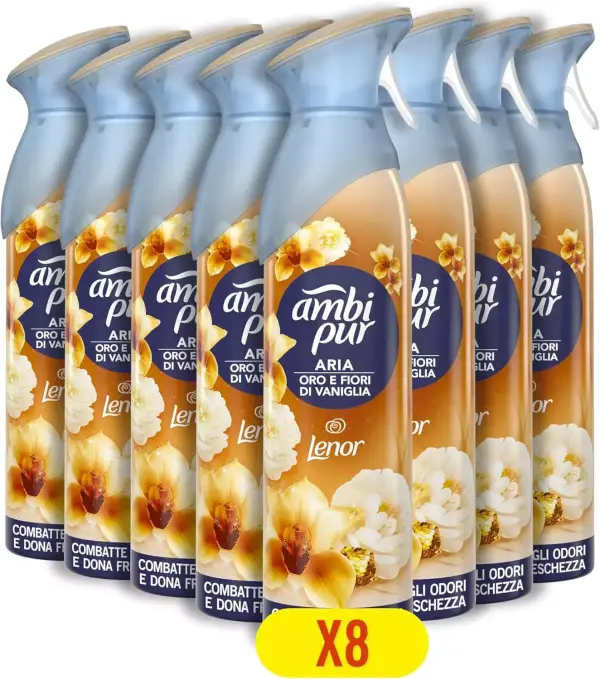8x Ambipur Orquídea Dorada Ambientador Spray 185ml 8x Ambipur Orquídea Dorada Ambientador Spray 185ml