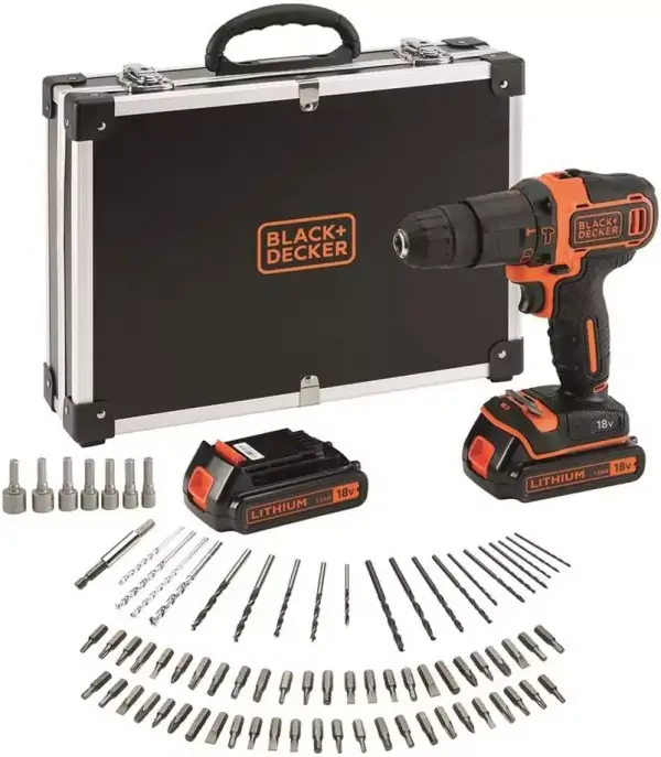 Taladro percutor Black+Decker + 80 Acc + 2 Bat + Maletín Taladro percutor Black+Decker + 80 Acc + 2 Bat + Maletín