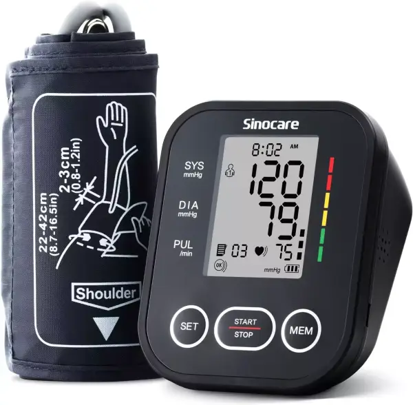 Tensiómetro digital Sinocare de brazo con detección de arritmias y pantalla LCD Tensiómetro digital Sinocare de brazo con detección de arritmias y pantalla LCD