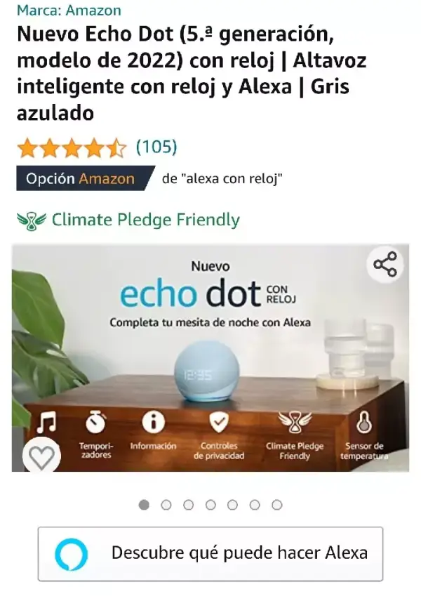 Nuevo Echo Dot (5.ª generación, modelo de 2022) con reloj Nuevo Echo Dot (5.ª generación, modelo de 2022) con reloj
