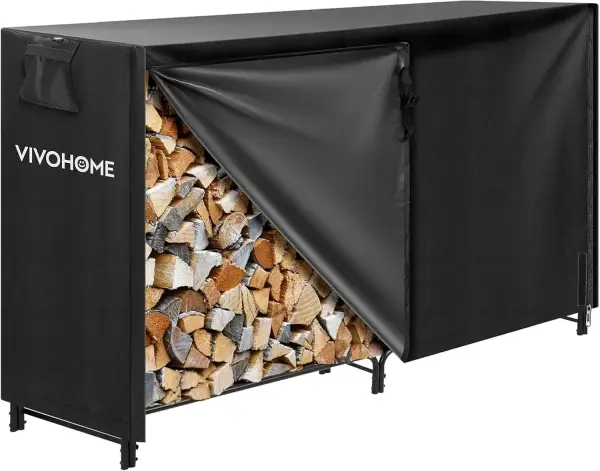 Estante Metálico para Leña con Cubierta Impermeable 183×35×123cm Vivohome Estante Metálico para Leña con Cubierta Impermeable 183×35×123cm Vivohome