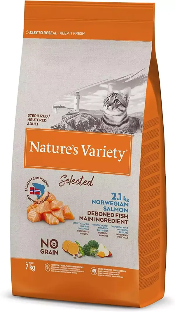 Pienso para gatos esterilizados con salmón noruego 7 Kg Pienso para gatos esterilizados con salmón noruego 7 Kg