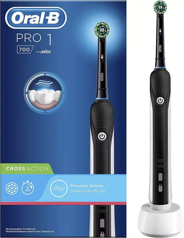 "Oral-B Pro 1 700 Cepillo de Dientes Eléctrico Recargable con Tecnología Braun, Cabezal de Recambio y Cargador - Negro" "Oral-B Pro 1 700 Cepillo de Dientes Eléctrico Recargable con Tecnología Braun, Cabezal de Recambio y Cargador - Negro"