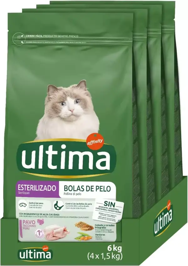 Pienso Est. Gatos c/ Pavo - Prev. Bolas Pelo - 4x1.5kg Pienso Est. Gatos c/ Pavo - Prev. Bolas Pelo - 4x1.5kg