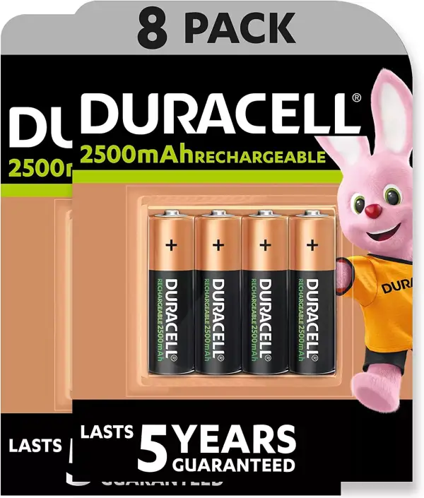 Pilas Recargables AA Duracell 2500 mAh, pack 8 unidades Pilas Recargables AA Duracell 2500 mAh, pack 8 unidades