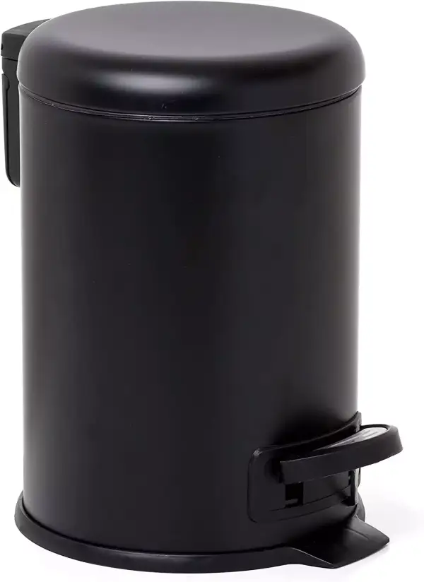 Papelera baño TATAY con pedal de acero inoxidable y 3L de capacidad, cierre amortiguado sin BPA, negro, 17.5x22.5x25cm. Papelera baño TATAY con pedal de acero inoxidable y 3L de capacidad, cierre amortiguado sin BPA, negro, 17.5x22.5x25cm.