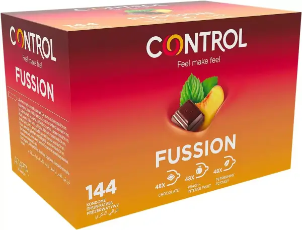 Preservativos Control Fussion con aroma afrodisíaco, pack grande de 144 unidades Preservativos Control Fussion con aroma afrodisíaco, pack grande de 144 unidades