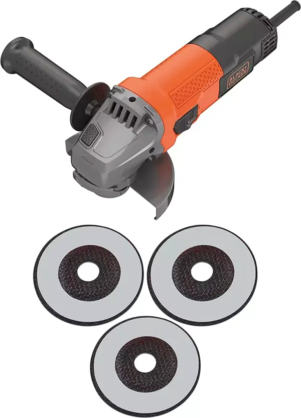 Amoladora angular BLACK+DECKER con 3 discos de 115 mm, 750 W y 12.000 RPM Amoladora angular BLACK+DECKER con 3 discos de 115 mm, 750 W y 12.000 RPM