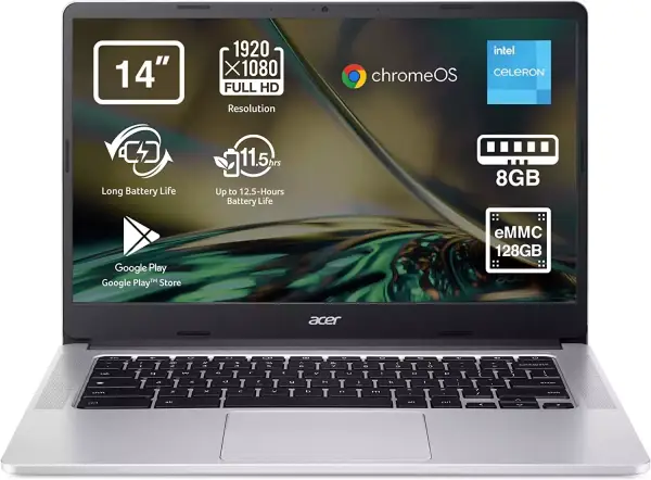 Chromebook 314-3H: Portátil 14" Full HD, 8 GB RAM, 128 GB eMMc, Intel UHD Graphics, Chrome OS, Plata. Chromebook 314-3H: Portátil 14" Full HD, 8 GB RAM, 128 GB eMMc, Intel UHD Graphics, Chrome OS, Plata.