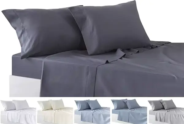 Juego de Sábanas Todocama 4 Piezas 135x190/200 cm Gris Oscuro Juego de Sábanas Todocama 4 Piezas 135x190/200 cm Gris Oscuro