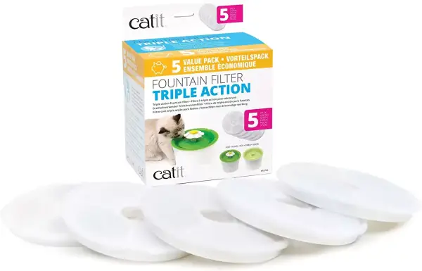 Cartuchos Triple Acción Catit para Flower Fountain, Pack de 5 Cartuchos Triple Acción Catit para Flower Fountain, Pack de 5