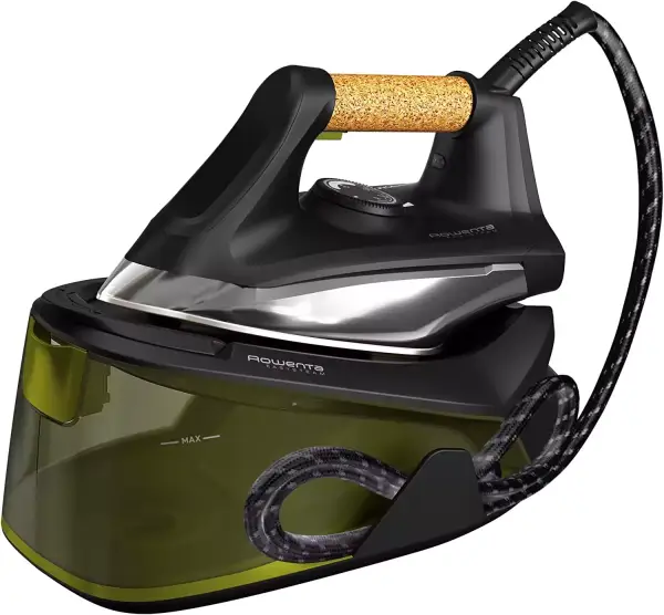 Centro de planchado Rowenta Easy Steam VR7360: alta presión, suela Airglide, depósito 1.4L y Modo Eco. Negro/Verde. Centro de planchado Rowenta Easy Steam VR7360: alta presión, suela Airglide, depósito 1.4L y Modo Eco. Negro/Verde.