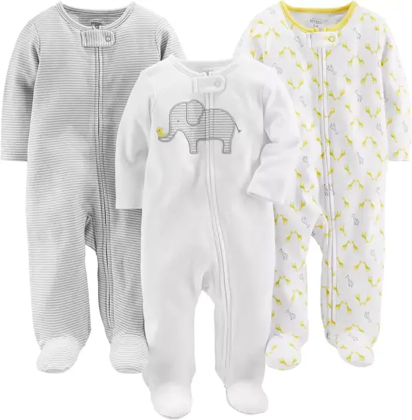 Pack de 3 Peleles de Algodón Unisex para Bebés de 3-6 Meses con Diseños de Animales Pack de 3 Peleles de Algodón Unisex para Bebés de 3-6 Meses con Diseños de Animales