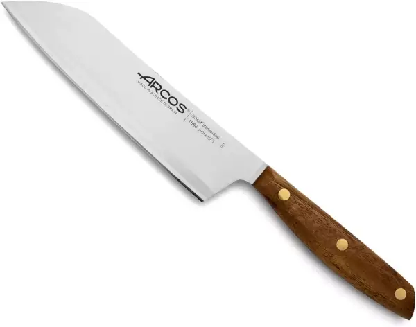 "Cuchillo Santoku Nordika 190 mm de Acero Inoxidable NITRUM y Mango de Madera Ovengkol 100% FSC en Embalaje Reciclado" "Cuchillo Santoku Nordika 190 mm de Acero Inoxidable NITRUM y Mango de Madera Ovengkol 100% FSC en Embalaje Reciclado"