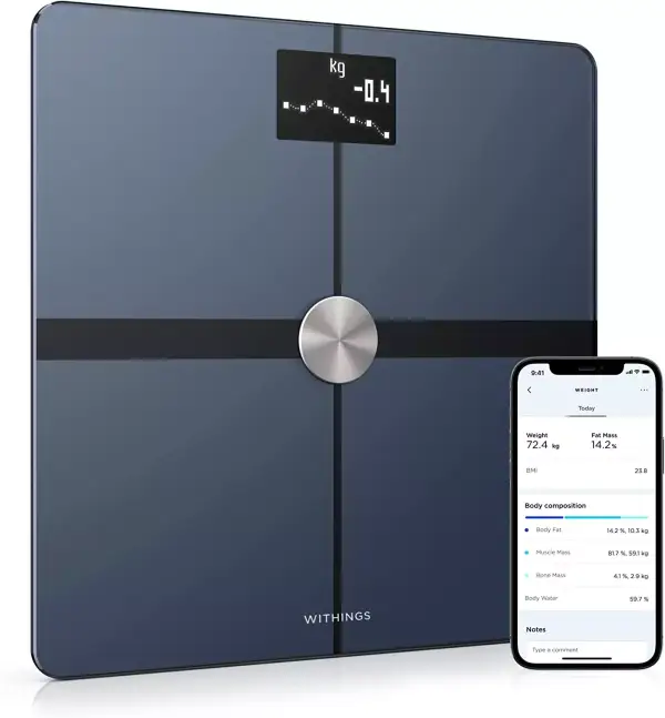 "Bascula inteligente de baño Withings Body+ para controlar grasa y masa muscular mediante Bluetooth o Wi-Fi" "Bascula inteligente de baño Withings Body+ para controlar grasa y masa muscular mediante Bluetooth o Wi-Fi"