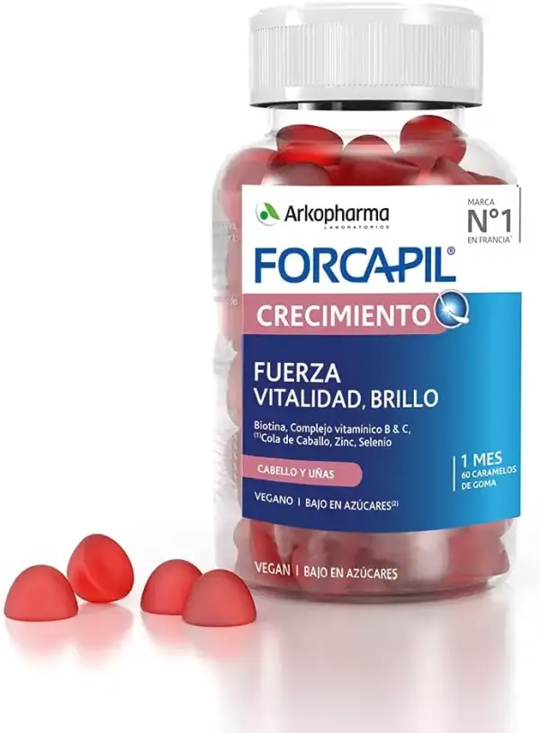 Forcapil Crecimiento: Gummies Frutos Rojos para Fuerza y Brillo, con Biotina, Vitaminas B y C (60 ud) Forcapil Crecimiento: Gummies Frutos Rojos para Fuerza y Brillo, con Biotina, Vitaminas B y C (60 ud)