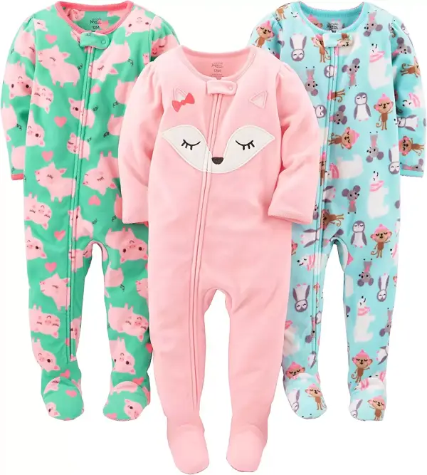 "Pijamas de forro polar para bebé niña, Pack de 3, 18 meses" "Pijamas de forro polar para bebé niña, Pack de 3, 18 meses"