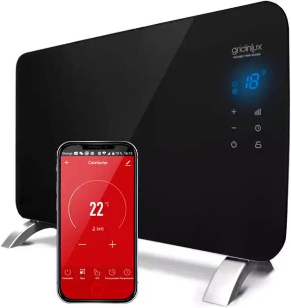 Radiador Eléctrico GRIDINLUX Homely WIFI WARM 1500W Negro: Silencioso, Termostato, APP y apto para baños. Radiador Eléctrico GRIDINLUX Homely WIFI WARM 1500W Negro: Silencioso, Termostato, APP y apto para baños.