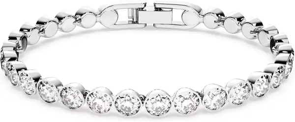 Pulsera Tennis Mujer Baño Rodio y Cristales Blancos Swarovski Tennis Pulsera Tennis Mujer Baño Rodio y Cristales Blancos Swarovski Tennis