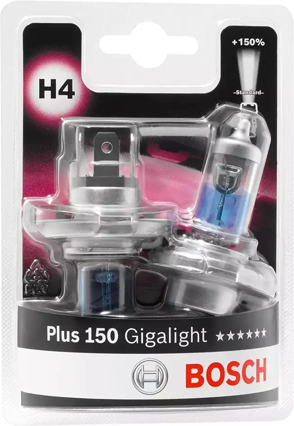 Bosch H4 Plus 150 Gigalight Lámparas para faros - 12 V 60/55 W P43t - x2 Bosch H4 Plus 150 Gigalight Lámparas para faros - 12 V 60/55 W P43t - x2