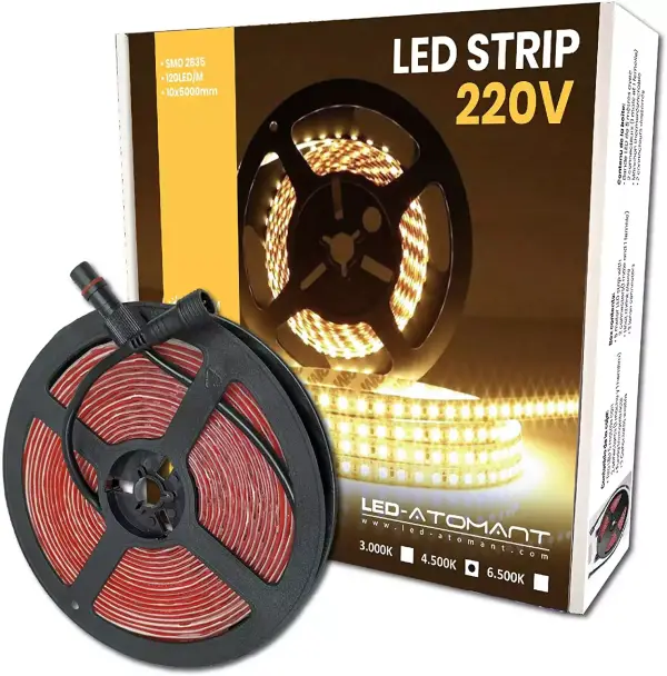 Tira LED 5m 220v Blanco Neutro (4500k) Impermeable Corte 10cm Tira LED 5m 220v Blanco Neutro (4500k) Impermeable Corte 10cm