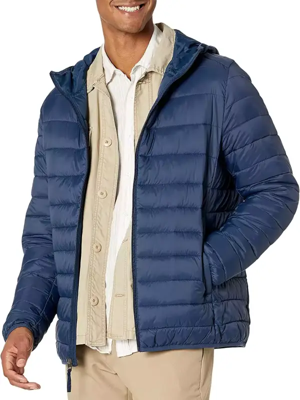 Chaqueta Acolchada con Capucha Amazon Essentials Hombre, Azul Marino Chaqueta Acolchada con Capucha Amazon Essentials Hombre, Azul Marino