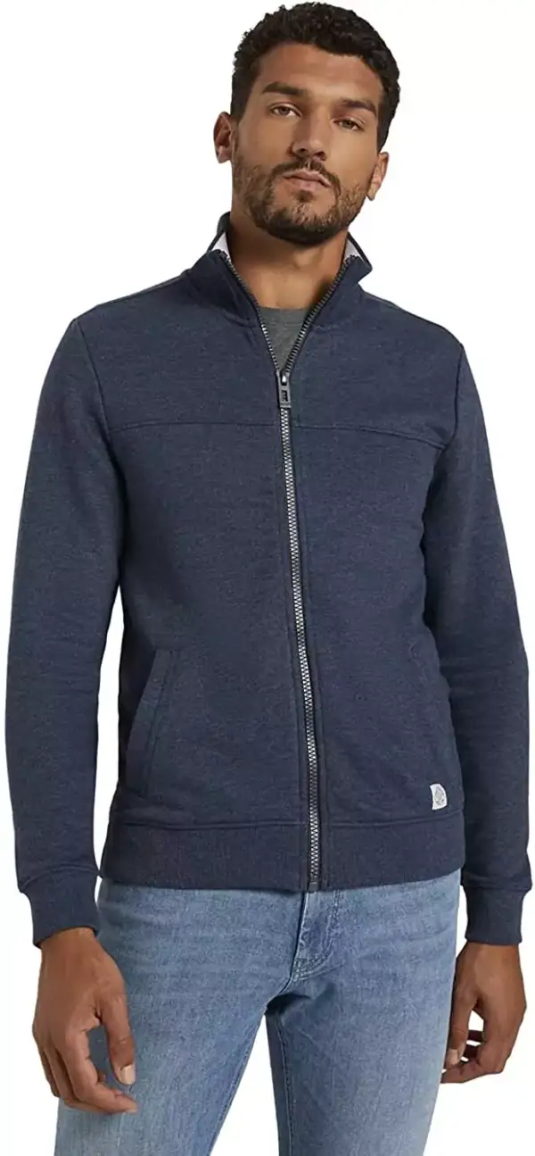 "Sudadera TOM TAILOR con cuello alto en tonos azules y blancos para hombres en talla M" "Sudadera TOM TAILOR con cuello alto en tonos azules y blancos para hombres en talla M"