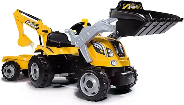 Tractor Builder Max Retroexcavadora y Remolque - Amarillo de SMOBY Tractor Builder Max Retroexcavadora y Remolque - Amarillo de SMOBY