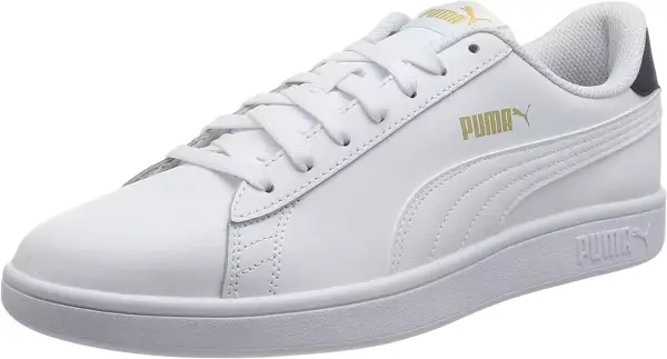 Zapatillas deportivas unisex PUMA Smash V2 L, blanco/peacoat/oro, talla 41 EU. Zapatillas deportivas unisex PUMA Smash V2 L, blanco/peacoat/oro, talla 41 EU.