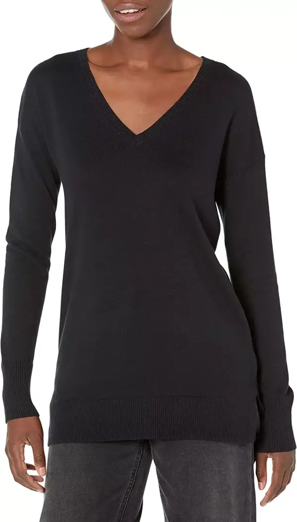 "Amazon Essentials: Túnica Ligera Negra de Manga Larga y Cuello en Pico para Mujeres en Talla XL" "Amazon Essentials: Túnica Ligera Negra de Manga Larga y Cuello en Pico para Mujeres en Talla XL"