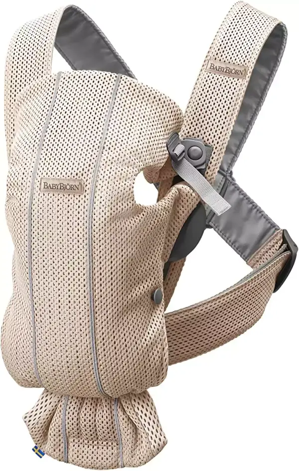 Mochila Porta Bebé Mini BabyBjörn, Malla 3D, Rosa perla Mochila Porta Bebé Mini BabyBjörn, Malla 3D, Rosa perla