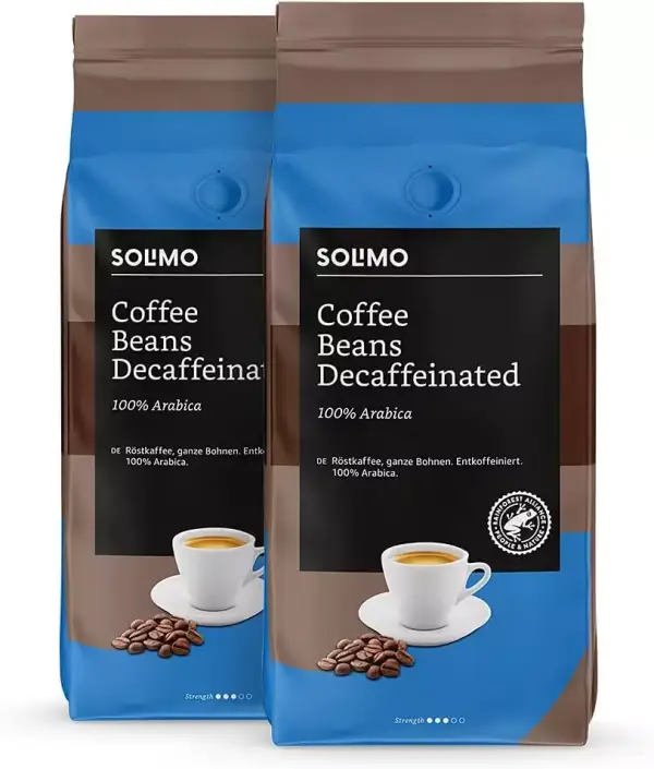 Café descafeinado Solimo en grano - 2 kg (2 packs de 1 kg) - Certificación Rainforest Alliance. Café descafeinado Solimo en grano - 2 kg (2 packs de 1 kg) - Certificación Rainforest Alliance.