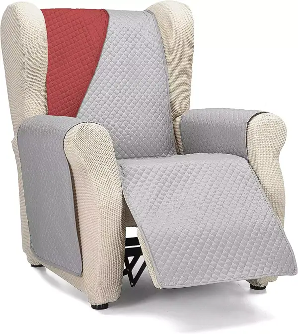Funda Cubre Sofá Martina Home Diamond, Poliéster, Gris/Rojo, 1 Plaza/Relax. Funda Cubre Sofá Martina Home Diamond, Poliéster, Gris/Rojo, 1 Plaza/Relax.
