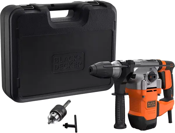 Martillo Perforador SDS-PLUS Black+Decker: 1250W, 2.2J, 3 modos, adaptador de brocas y maletín. Martillo Perforador SDS-PLUS Black+Decker: 1250W, 2.2J, 3 modos, adaptador de brocas y maletín.