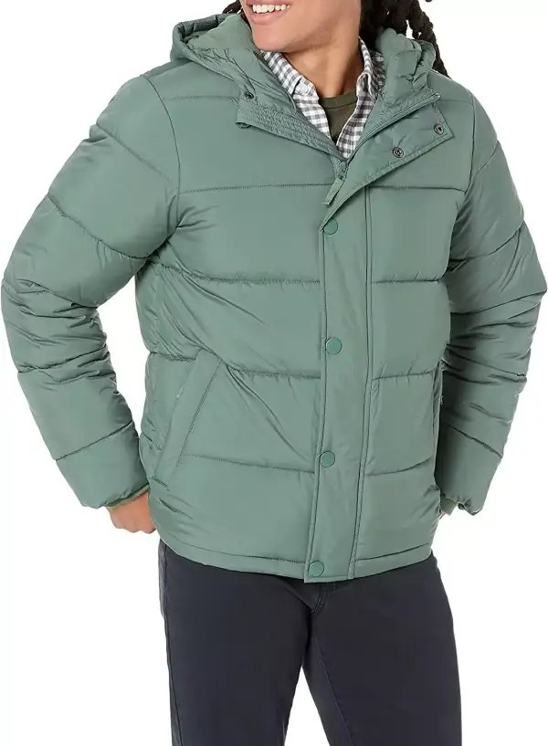 Abrigo Plumífero con Capucha de Alta Densidad Hombre, Verde Abrigo Plumífero con Capucha de Alta Densidad Hombre, Verde