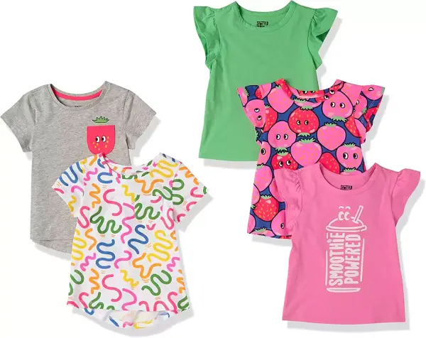Camisetas Amazon Essentials (Spotted Zebra) Niña, 5 Pack, Baya, 9-10 años. Camisetas Amazon Essentials (Spotted Zebra) Niña, 5 Pack, Baya, 9-10 años.