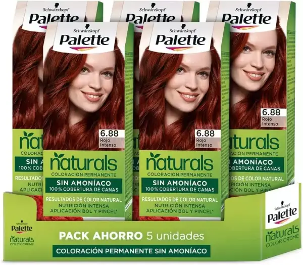 "Tinte Rojo Intenso Schwarzkopf Palette Naturals sin amoníaco (Pack 5)" "Tinte Rojo Intenso Schwarzkopf Palette Naturals sin amoníaco (Pack 5)"