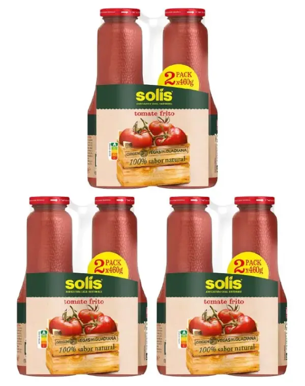 6x 460g Tomate Frito SOLÍS Clásico Bipack Frasco Cristal 6x 460g Tomate Frito SOLÍS Clásico Bipack Frasco Cristal