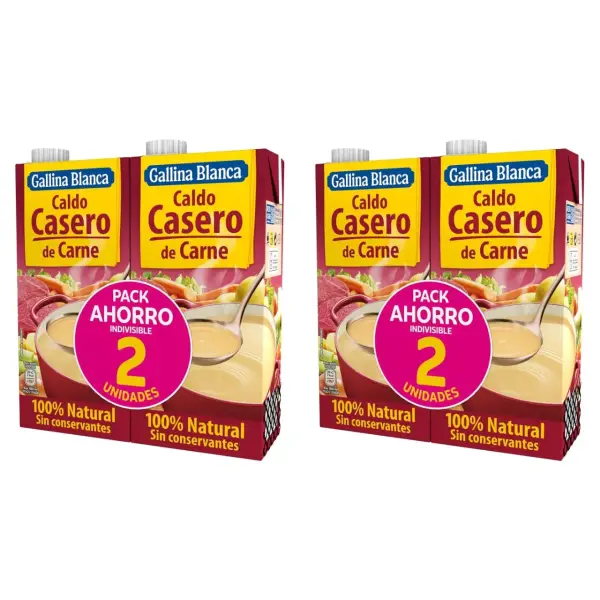 Caldo Casero de Carne 4 x 1L Gallina Blanca Caldo Casero de Carne 4 x 1L Gallina Blanca