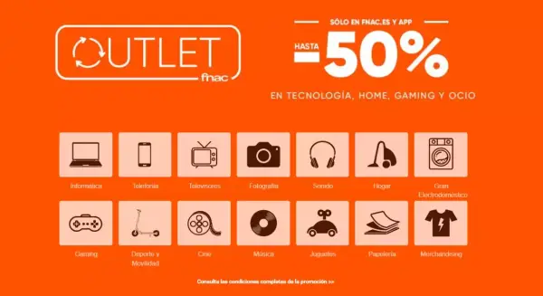 Hasta 50% Dto. en Productos Outlet en Fnac Hasta 50% Dto. en Productos Outlet en Fnac